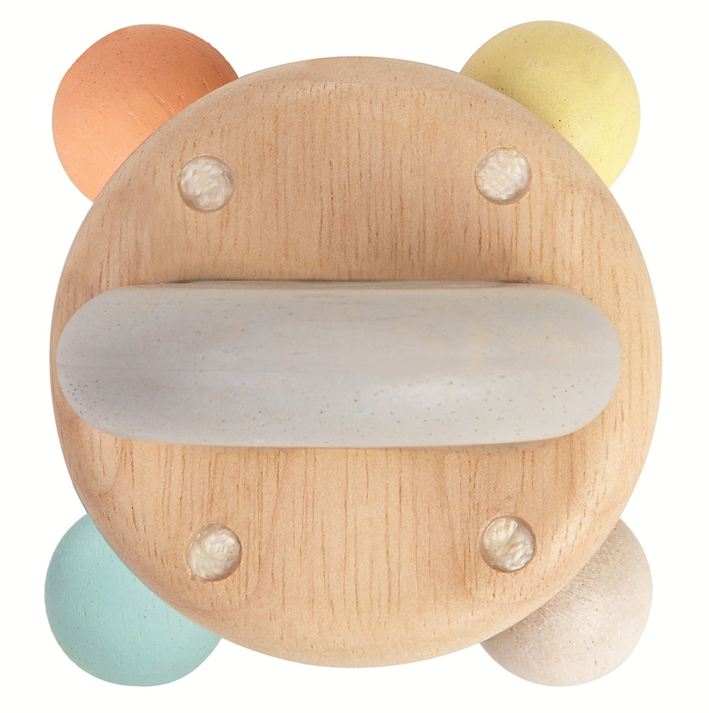 A top view of the PlanToys Pastel Bell Rattle on a plain background.