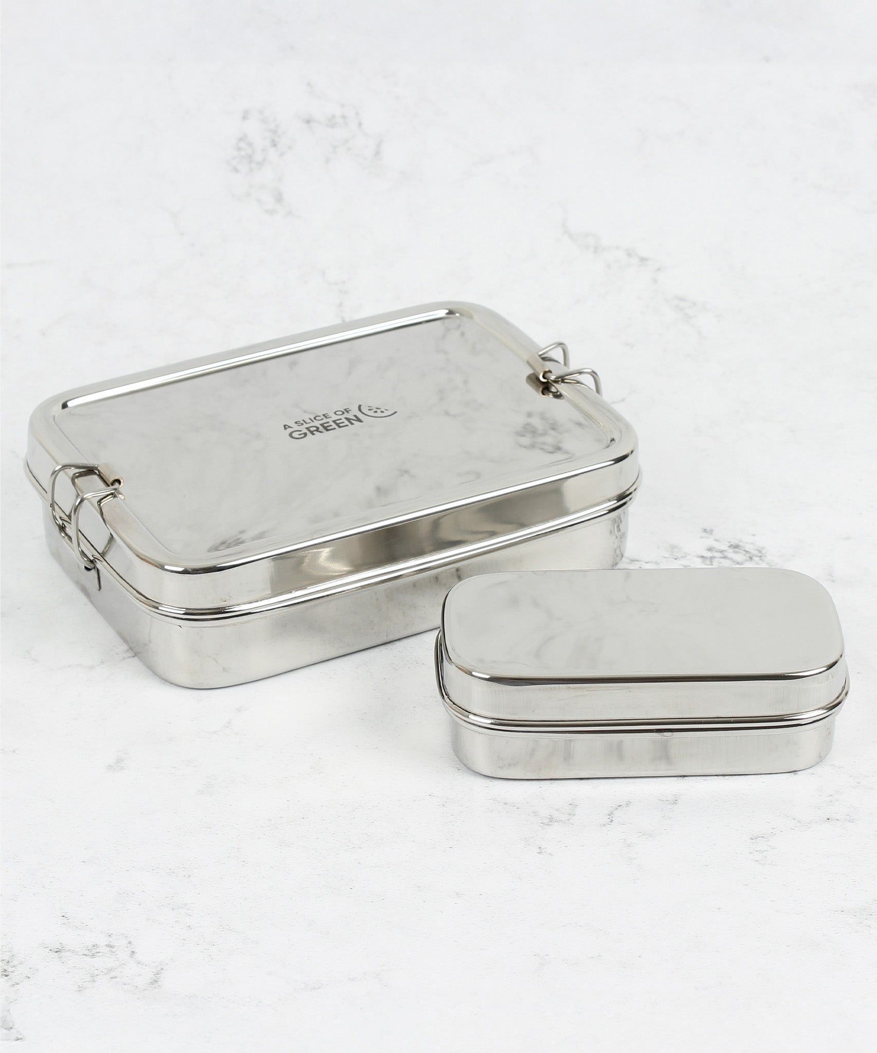 A slice of green large lunchbox with mini container available at Babipur.