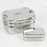 A slice of green two tier lunchbox with mini container available at Babipur.