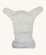 A open Bambinex adult incontinence nappy available at Babipur in white. Features a velcro fastener and a built in booster for absorbency. Pockets on each end of the nappy allows room for a booster for extra absorbency.