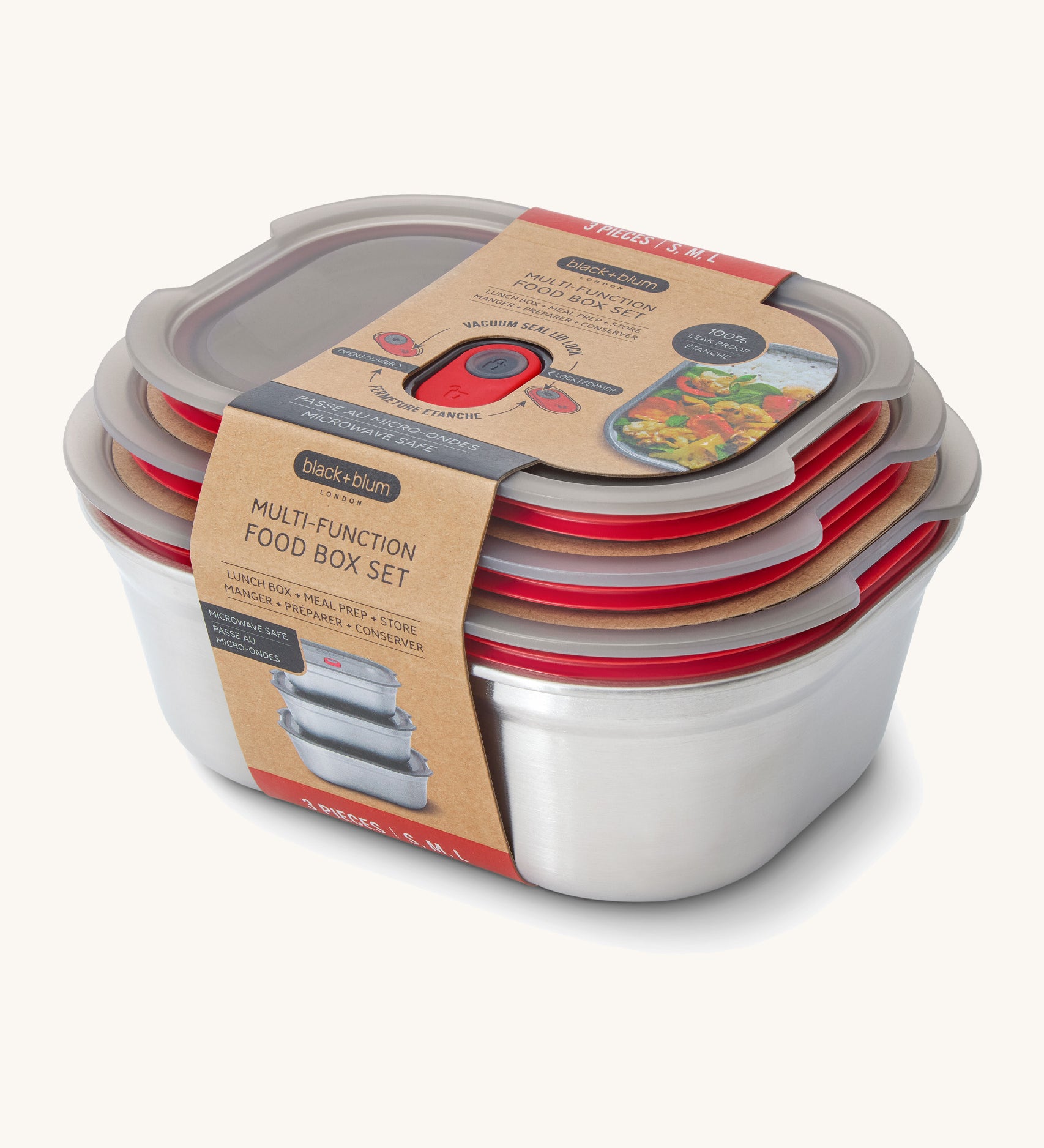 Black + Blum microwave safe, leakproof stainless steel mixed size lunchbox set available  at Babipur.