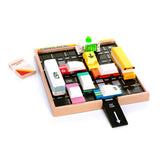 The Candylab Gridlock Puzzle Board Game, with various Candylab cars on the traffic puzzle board, and the game cards on the left hand side of the board