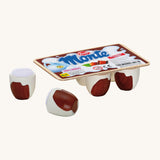 Erzi Wooden Chocolate Dessert Pots. Tasty looking wooden chocolate dessert pots with velcro, which allows the pots to fasten onto the lid at the top.