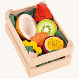Erzi Wooden Assorted Tropical Fruits - Small. A lovely selection of exotic pretend play food in an Erzi wooden crate. Perfect for playing shop or cafe!