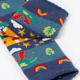 A close up of the Frugi little knitted leggings in dragon fair isle available at Babipur showing cuff detail