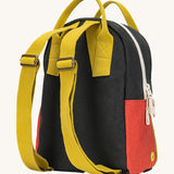 The back of The organic cotton Fluf B-Pack Jr. a kids school backpack with mustard coloured adjustable straps