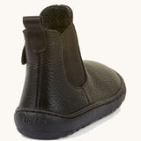 The back of the Froddo barefoot kids leather school chelsea boots available at Babipur showing the pull tab detail on the back of the boot