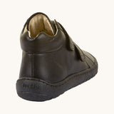 The back of the Froddo barefoot leather school boots in black available at Babipur showing the padded ankle detail