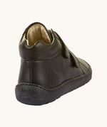 The back of the Froddo barefoot leather school boots in black available at Babipur showing the padded ankle detail