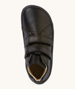 A top down view of the Froddo barefoot leather school boots in black available at Babipur.