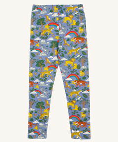 Frugi libby leggings in grape into the wild available at Babipur. A GOTS organic cotton legging in pastel purple colour with a safari inspired design.