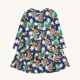 Frugi Magic Skies Organic Cotton Cosy Skater Dress. This party dress is a part of a wide range of organic cotton clothing for children available here at Babipur.