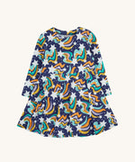 Frugi Magic Skies Organic Cotton Cosy Skater Dress. This party dress is a part of a wide range of organic cotton clothing for children available here at Babipur.