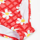 Frugi kids coral swim suit in check and daisy chain
