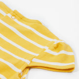 Frugi yellow striped dress fire engine design sleeve detail