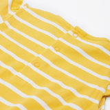 Frugi yellow striped dress fire engine design back poppers detail