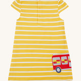 Frugi yellow striped dress fire engine design back detail