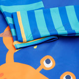Frugi blue and orange little sun safe suit  crab cuff detail