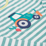 Frugi striped long sleeve top tractor print detail