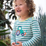 Frugi striped long sleeve top tractor design