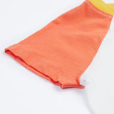 Frugi white short sleeve top, red sleeve detail