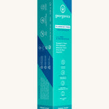 The turquoise cardboard packaging for the Georganics fluoride free toothpaste with pre and prebiotcs in fresh mint flavour