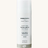 Green People Scent Free Facial SPF15 Sun Cream - 50ml, for sensitive skin, comes in a white tube with a grey stripe on the bottom. The image is on a cream background