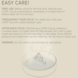 Infographic showing how to care for your menstrual cup.