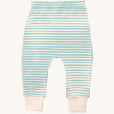A close up of the stripe joggers of the LGR Dawn Organic T-Shirt & Jogger Playset