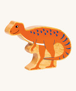 A chunky wooden Lanka Kade orange Hysilophodon dinosaur figure available at Babipur.