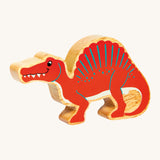 A chunky wooden Lanka Kade red Spinosaurus figure available at Babipur.