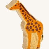 A chunky wooden Lanka Kade orange giraffe animal figure available at Babipur.