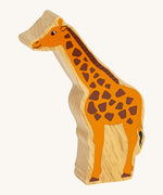 A chunky wooden Lanka Kade orange giraffe animal figure available at Babipur.