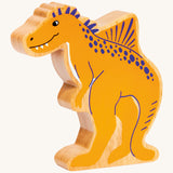 A chunky wooden Lanka Kade yellow Becklespinax dinosaur figure available at Babipur.