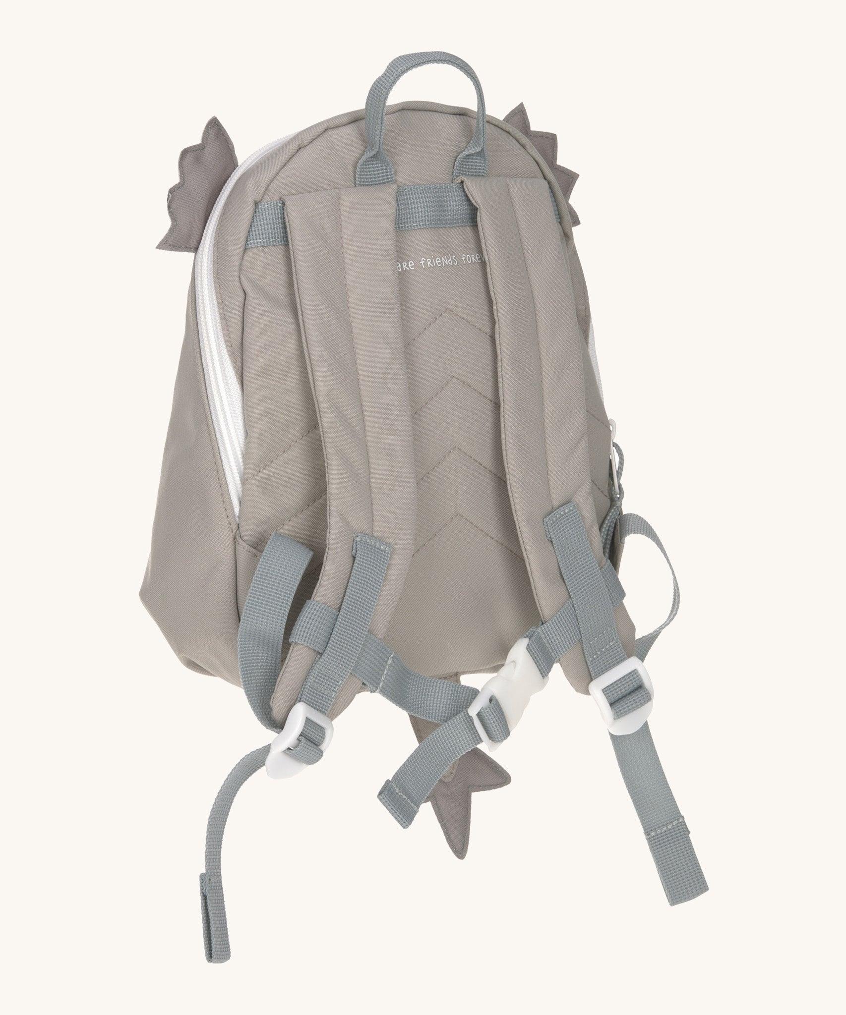 The back of the Lassig kids tiny dragon backpack showing the padded shoulder straps detail