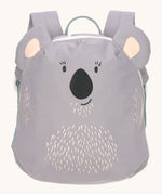 Lassig kids tiny koala backpack available at Babipur. A pale grey backpack with a cute playful koala design with extended ears on the front panel.