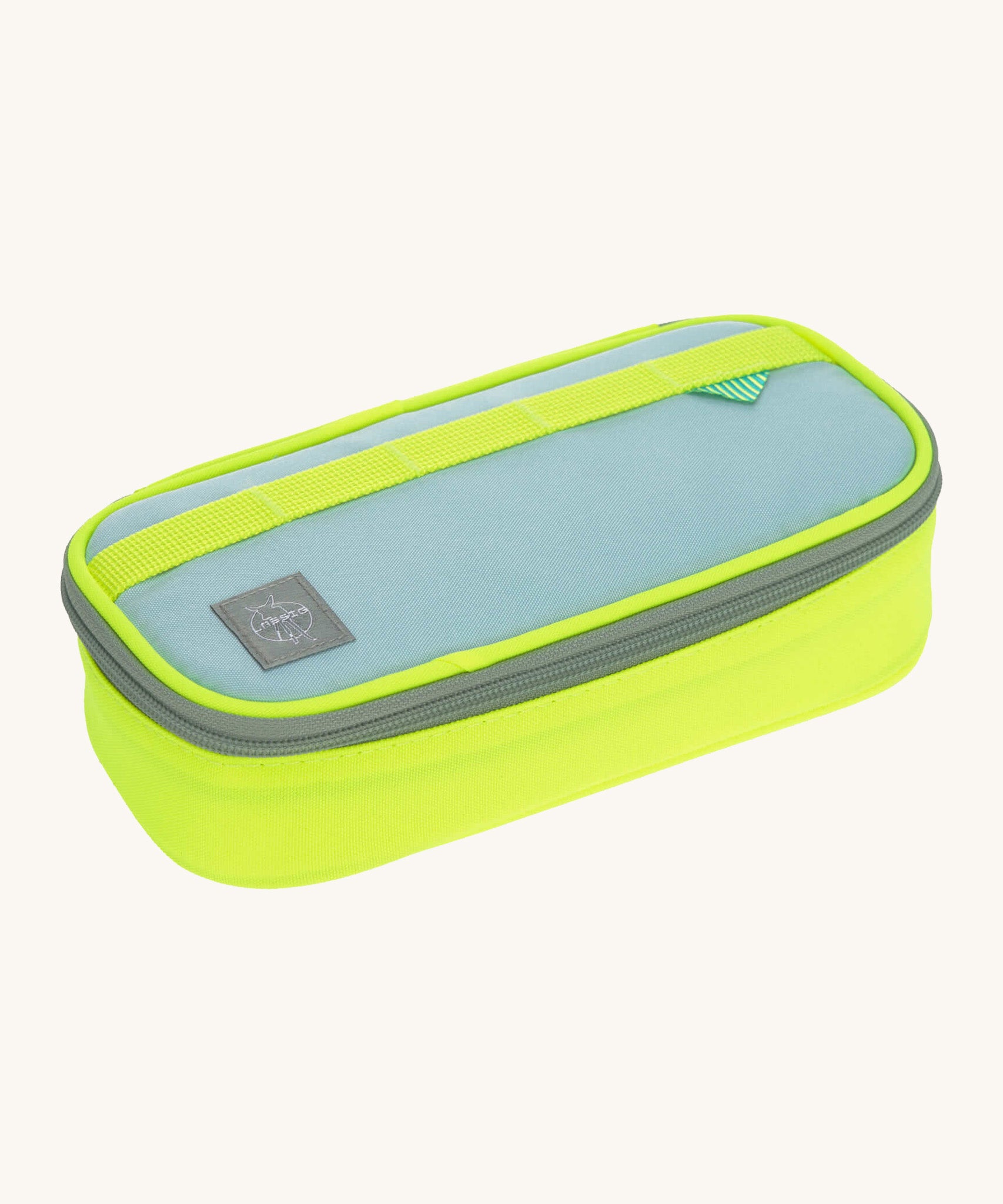 Lassig kids spacy school pencil case in neon yellow available at Babipur. A bright yellow and pastel blue spacious pencil case with a matching yellow strip . Features a zipped fastener in grey trim