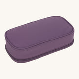 The bottom of the Lassig kids spacy school pencil case in purple showing the zip detail