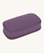 The bottom of the Lassig kids spacy school pencil case in purple showing the zip detail