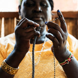 The intricate bead crafting work created by artisan bead makers