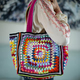 MADE51 Jedda Handmade Crochet Tote Bag being carried on a persons shoulder