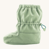 Side image of the Mamalila baby allrounder winter booties in mint green colour available at Babipur showing the elasticated ankle cuff detail