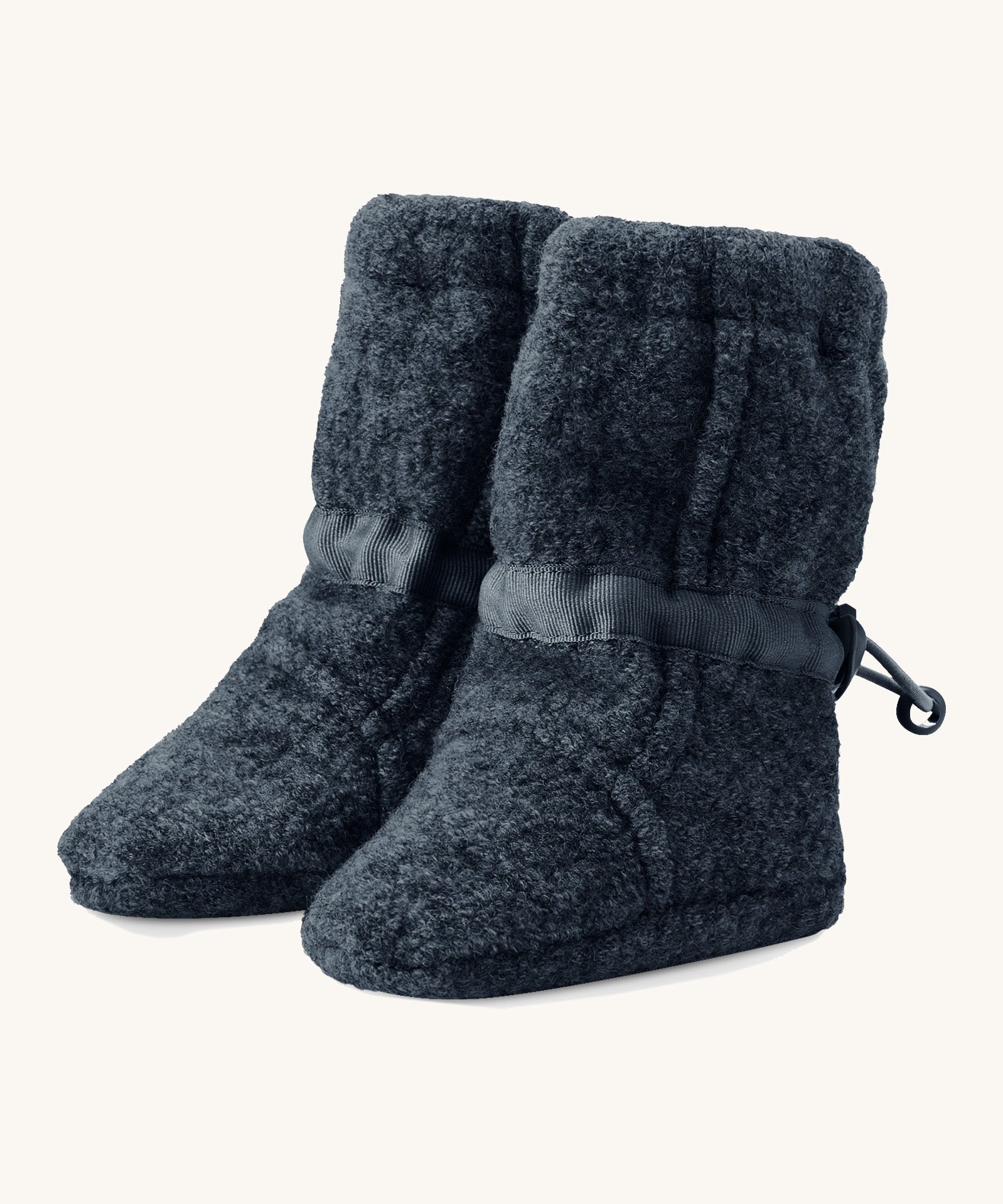 Mamalila Baby Wool Booties - in navy blue. Baby booties made from upcycled boiled wool available at Babipur