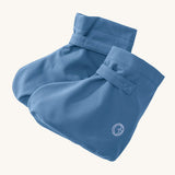 Mamalila shelter rain booties in vintage blue available at Babipur. A light blue waterproof and windproof baby shoe with a velcro tab for a easy fit
