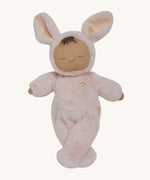 Olli Ella cozy dinkum bunny pip doll in pink colour and available at Babipur. This is a soft and fluffy doll with a sleeping face and cute floppy ears