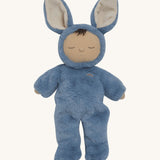 Olli Ella cozy dinkum bunny twiggy doll in blue colour and available at Babipur. This is a soft and fluffy doll with a sleeping face and cute floppy ears