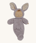 Olli Ella cozy dinkum bunny twinkle doll in pink colour posing. This is a soft and fluffy doll with a sleeping face, cute floppy ears and available at Babipur.