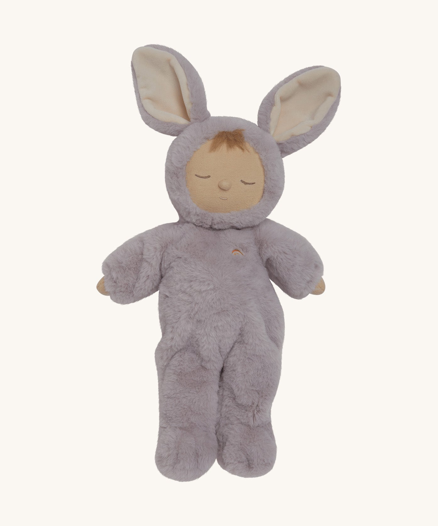Olli Ella cozy dinkum bunny twinkle doll in lilac colour, available at Babipur. This is a soft and fluffy doll with a sleeping face and cute floppy ears