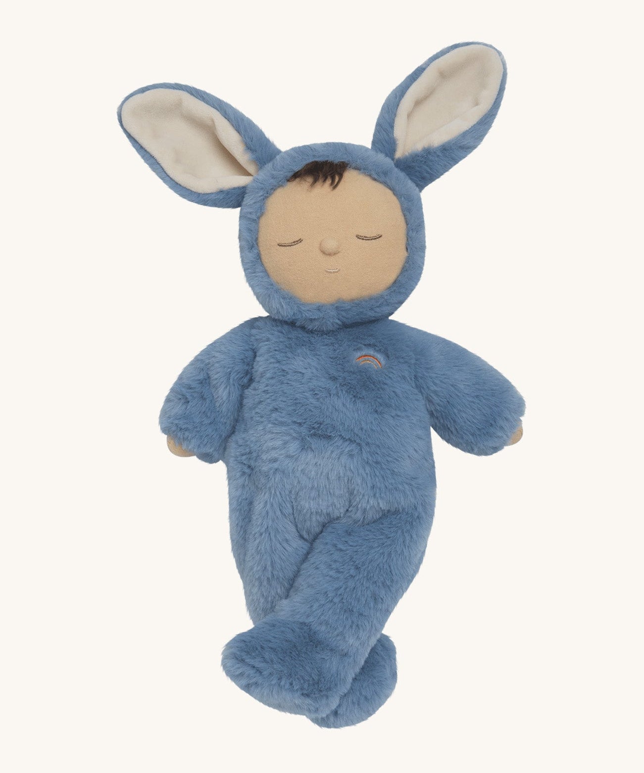 Olli Ella cozy dinkum bunny twiggy doll posing. This is a soft and fluffy doll with a sleeping face, cute floppy ears and available at Babipur.