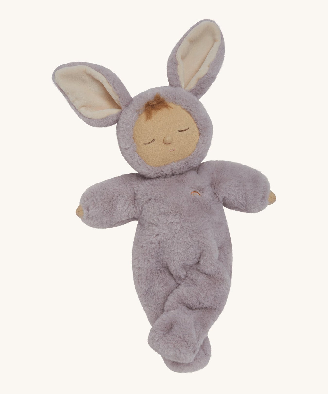 Olli Ella cozy dinkum bunny twinkle doll in pink posing. This fluffy doll has a sleeping face, cute floppy ears and available at Babipur.